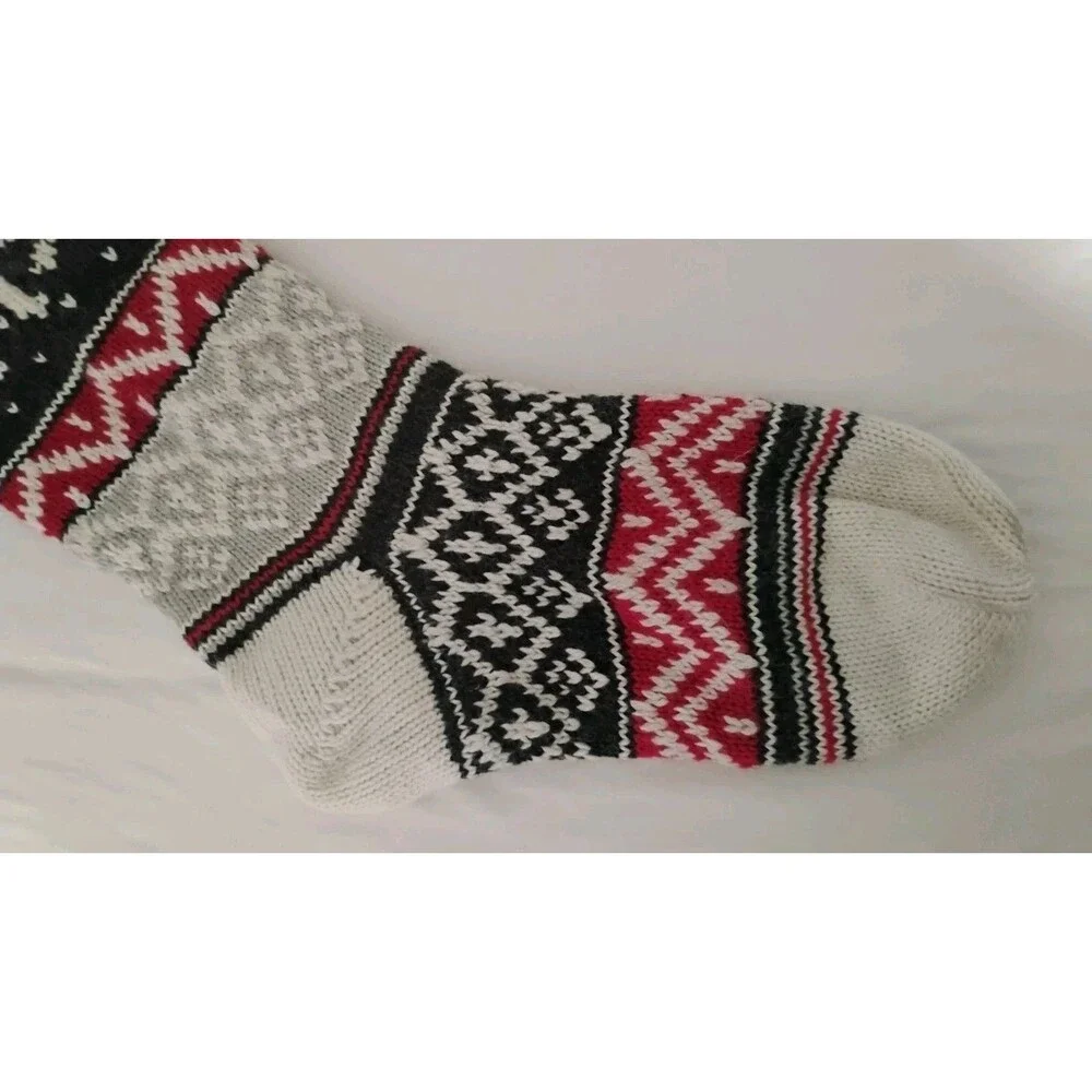 Pottery Barn Kids Fair Isle Wool Christmas Stocking Monogramed Mom Cabin EUC